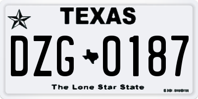 TX license plate DZG0187