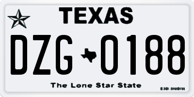 TX license plate DZG0188