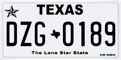 TX license plate DZG0189