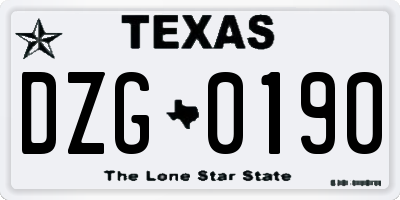 TX license plate DZG0190
