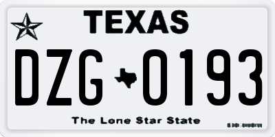 TX license plate DZG0193