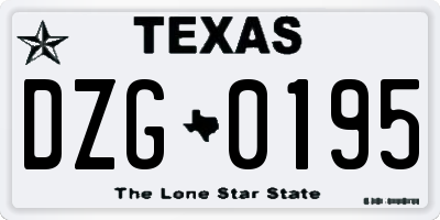 TX license plate DZG0195