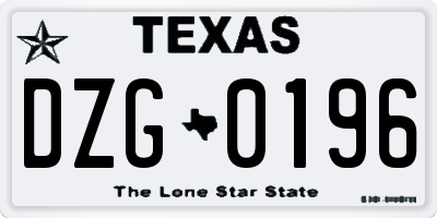 TX license plate DZG0196