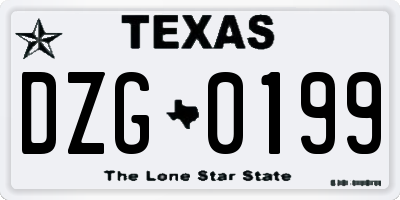 TX license plate DZG0199