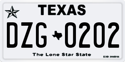 TX license plate DZG0202