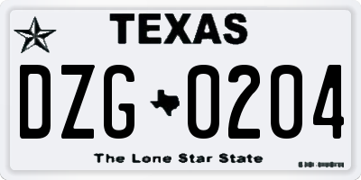 TX license plate DZG0204