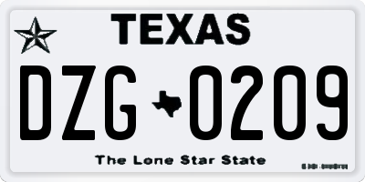 TX license plate DZG0209