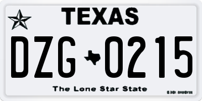 TX license plate DZG0215