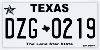 TX license plate DZG0219
