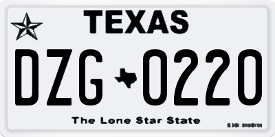 TX license plate DZG0220
