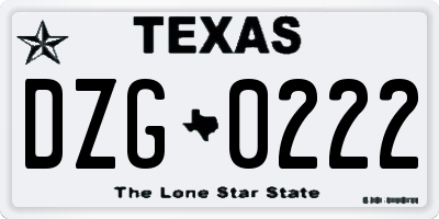 TX license plate DZG0222