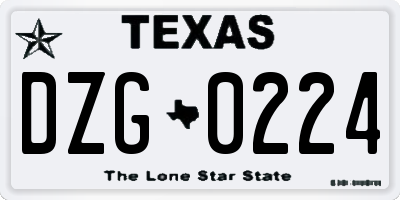 TX license plate DZG0224