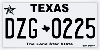 TX license plate DZG0225