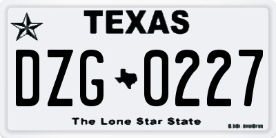 TX license plate DZG0227