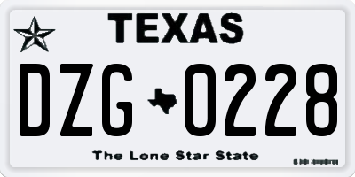 TX license plate DZG0228