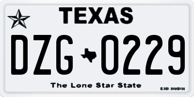 TX license plate DZG0229