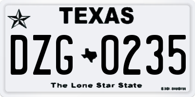 TX license plate DZG0235
