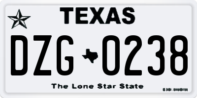 TX license plate DZG0238