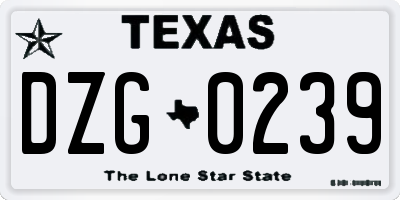 TX license plate DZG0239