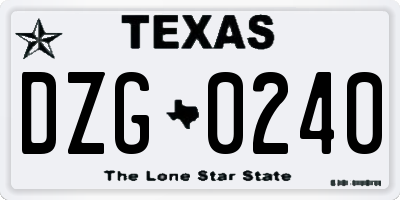TX license plate DZG0240