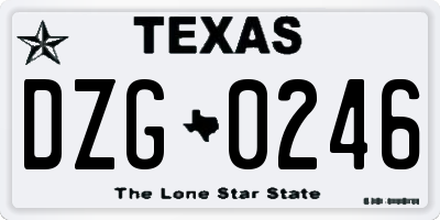 TX license plate DZG0246