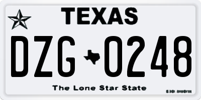 TX license plate DZG0248