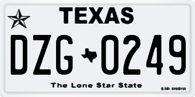 TX license plate DZG0249
