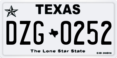 TX license plate DZG0252