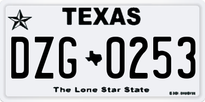 TX license plate DZG0253