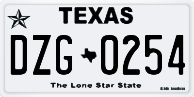 TX license plate DZG0254