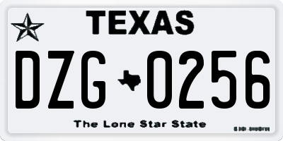 TX license plate DZG0256