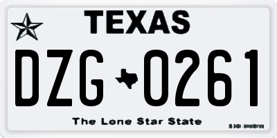 TX license plate DZG0261