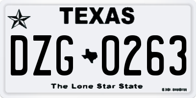 TX license plate DZG0263