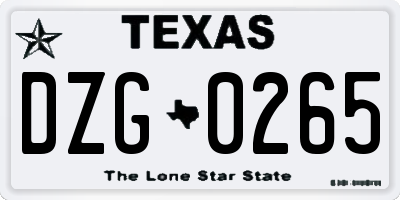 TX license plate DZG0265
