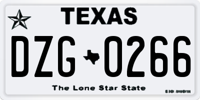 TX license plate DZG0266
