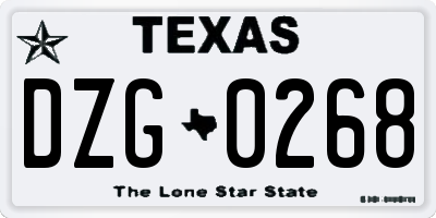 TX license plate DZG0268