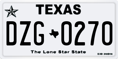 TX license plate DZG0270