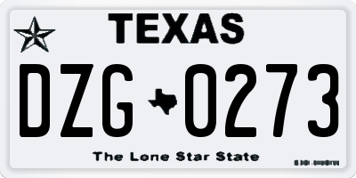 TX license plate DZG0273