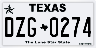 TX license plate DZG0274