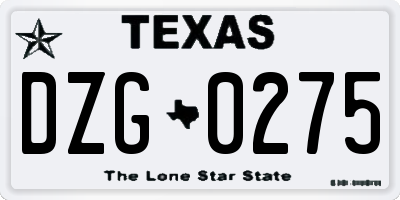 TX license plate DZG0275