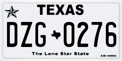 TX license plate DZG0276