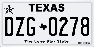 TX license plate DZG0278