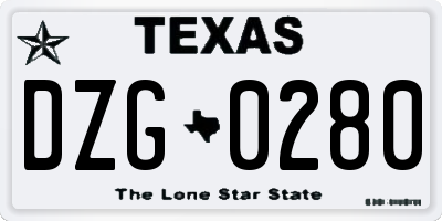 TX license plate DZG0280