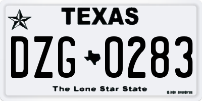 TX license plate DZG0283