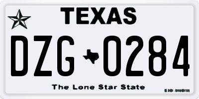 TX license plate DZG0284