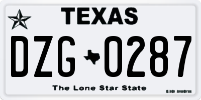 TX license plate DZG0287
