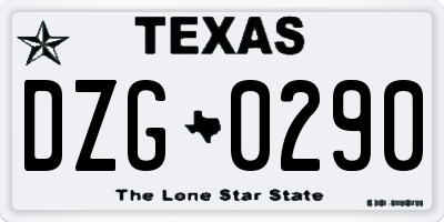 TX license plate DZG0290