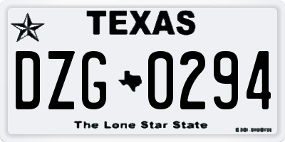 TX license plate DZG0294