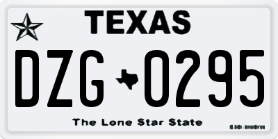TX license plate DZG0295
