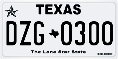 TX license plate DZG0300